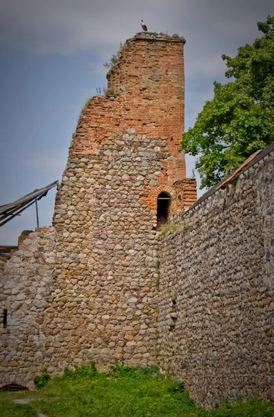 Так выглядала вежа Медніцкага замка да пачатку апошняга этапу рэстаўрацыі.