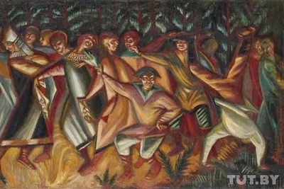 Сцэна святкавання Купалля на карціне «Ноч на святога Яна» Дзмітрыя Стэлецкага