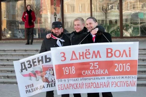 Пикет на День Воли в Барановичах, за который судят активистов. Фото: Юрий Пивоварчик