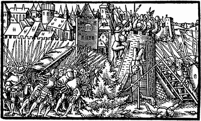 Найбольш у першых «Навінках» пісалі пра Інфлянцкую вайну. На гравюры: аблога Полацка войскамі Івана Жахлівага.