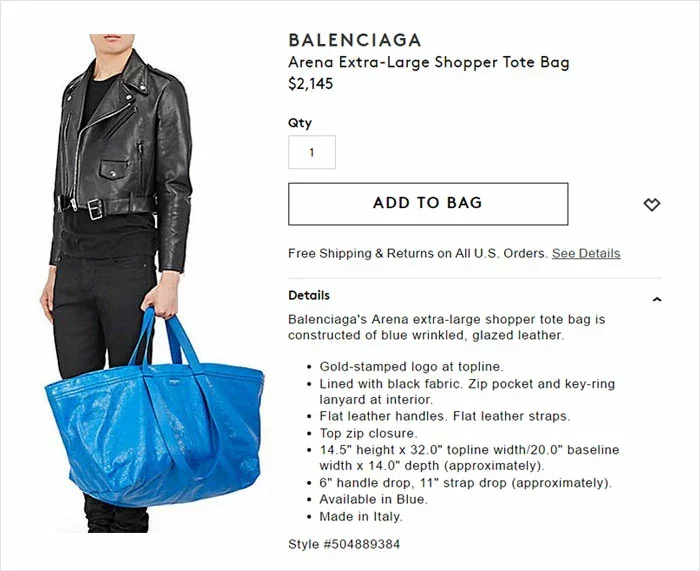 Валізка Balenciaga ў анлайн-краме.