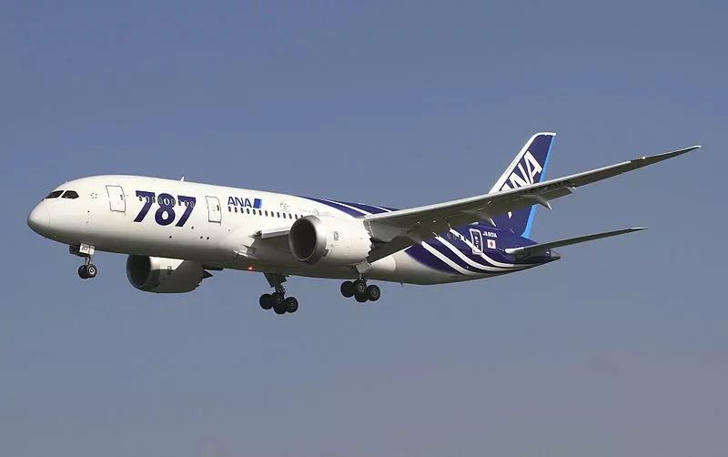 Boeing 787 Dreamliner японскай авіякампаніі All Nippon Airways. Фота з Вікіпедыі.