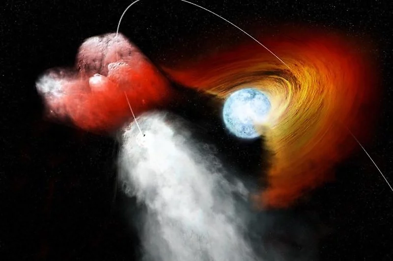 Пробитие звездного диска пульсара в представлении художника. Изображение: NASA/CXC/M.Weiss