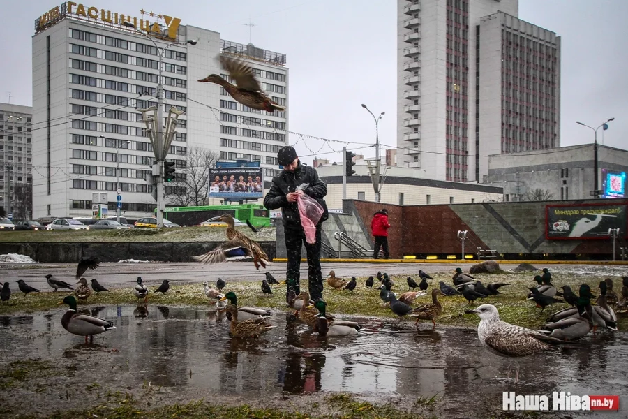 В феврале 2016 года в центре Минска. Фото Сергея Гудилина.