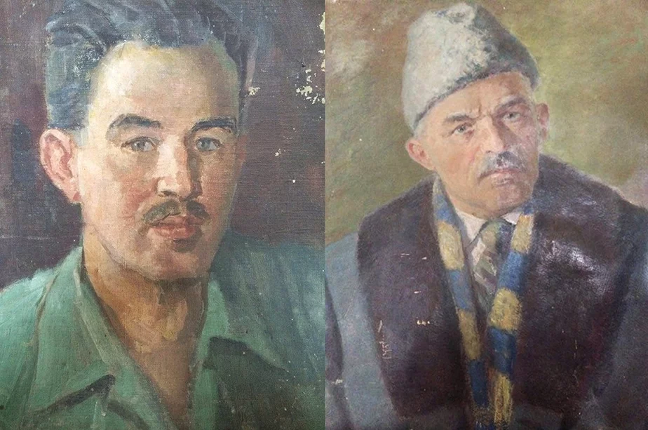 Два портрета, которые долгое время хранились в доме Шутовичей в деревне Шутовичи. На портрете слева — Янка Шутович.