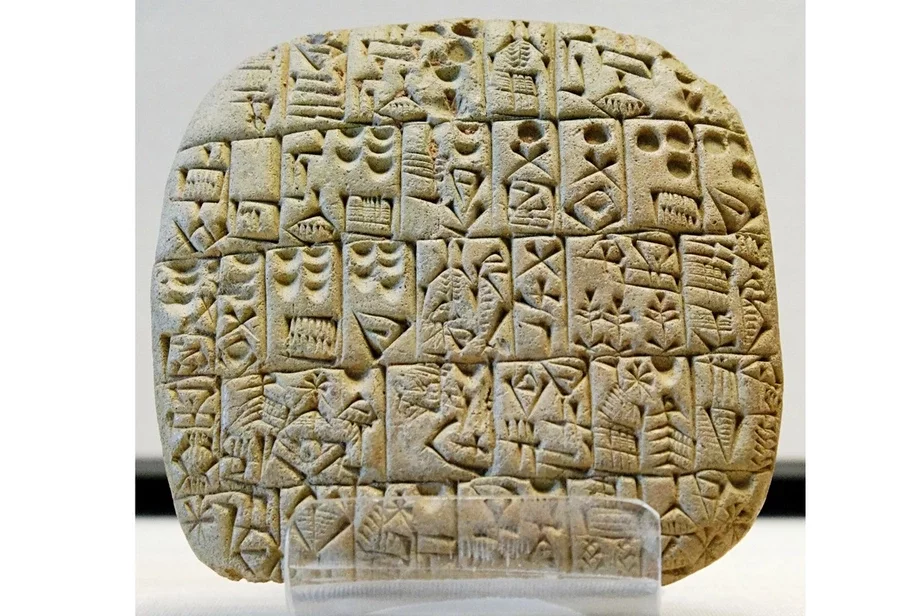 Clay tablet from Shuruppak with the text about the sale of a field and a house, ca. 2600 BC Hlinianaja tablička z Šuruppaka z tekstam ab prodažy pola i doma, kala 2600 h. da n. e. Hlinianaja tablička iz Šuruppaka s tiekstom o prodažie pola i doma, ok. 2600 h. do n. e. 