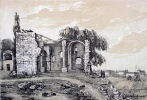 Каложская царква, як яе намаляваў Напалеон Орда ў 1869 г. пасьля апоўзьня