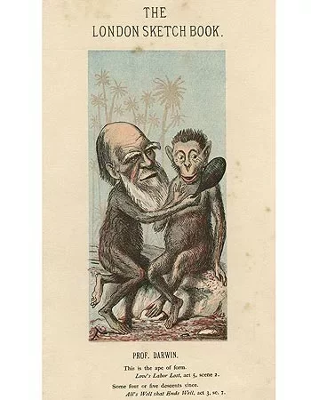 Карыкатура на Чарлза Дарвіна.