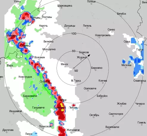 Даныя з meteoinfo.by на 21.00