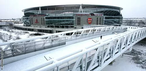  Заваленая снегам арэна «Арсенала», фота arsenal.com