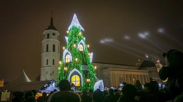 Традыцыйна ў Вільні на Каляды ставіцца вельмі прыгожая елка, фота vilnia-by.com