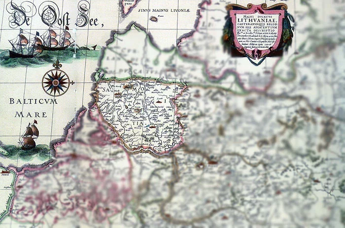 Жамойць (Samogitia) на галандскай мапе XVII ст.