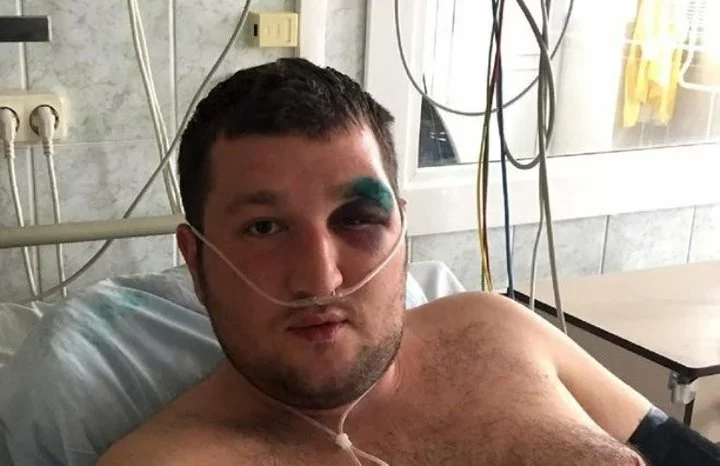 Александр Зехов в больнице после посещения опорного пункта. Фото: правозащитный сайт «Берасцейская вясна».