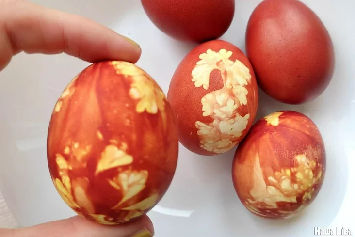 Red Easter eggs