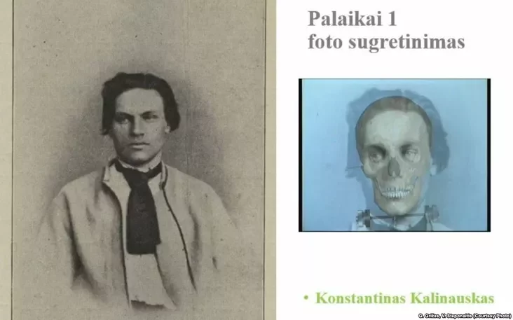 Антрапалягічнае супастаўленьне чэрапа Кастуся Каліноўскага з прыжыцьцёвым здымкам