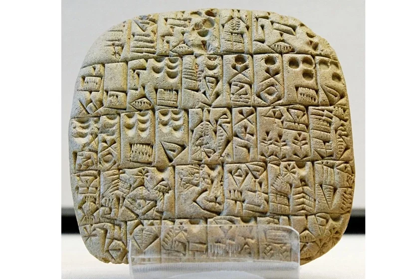 Clay tablet from Shuruppak with the text about the sale of a field and a house, ca. 2600 BC Гліняная таблічка з Шуруппака з тэкстам аб продажы поля і дома, каля 2600 г. да н. э. Глиняная табличка из Шуруппака с текстом о продаже поля и дома, ок. 2600 г. до н. э. 