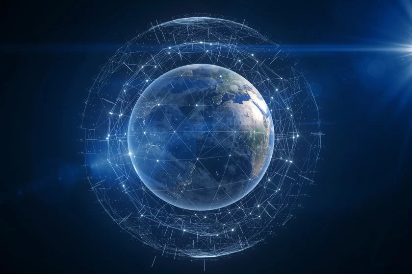 Satellite connection around Earth