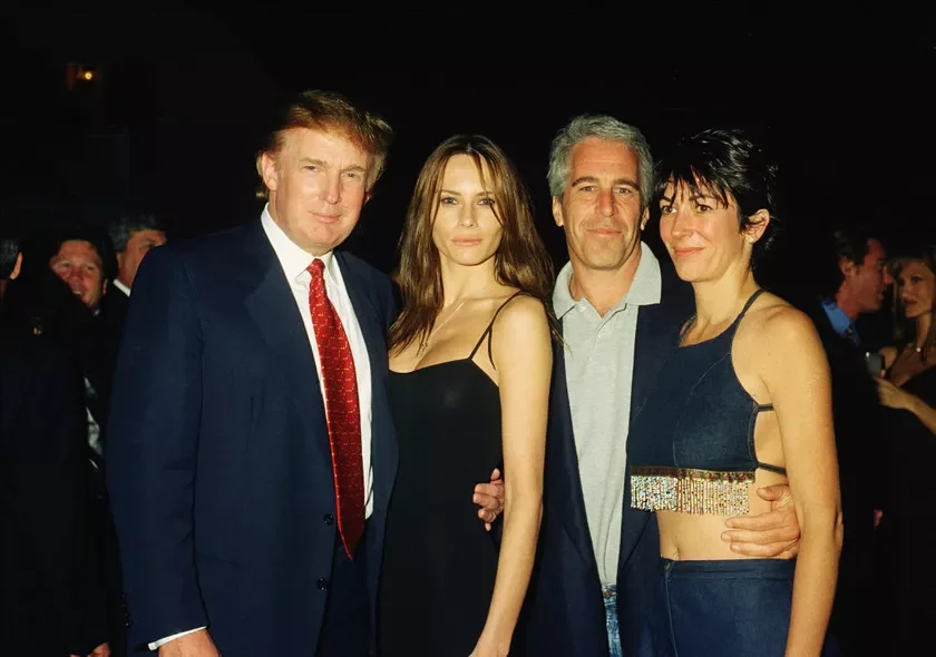 Donald Trump with his future wife Melanie, Jeffrey Epstein and his girlfriend Ghislaine Maxwell, Дональд Трамп с будущей женой Мелани, Джеффри Эпштейн и его девушка Гислен Максвелл, Дональд Трамп з будучай жонкай Мелані, Джэфры Эпштайн і яго сяброўка Гіслейн Максвел, 