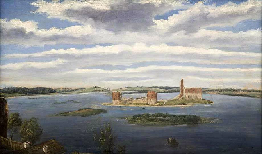 Руіны замка на возеры Троцкім.