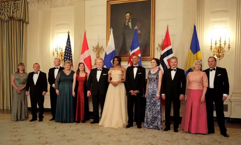 Слева направо: руководители Дании, Норвегии, Исландии, США, Финляндии и Швеции