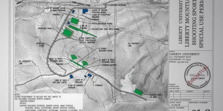 Mapa palihona z raznastajnymi pabudovami i ŭčastkami dla strałkovych trenirovak. Tut i nižej fota refinedright.com