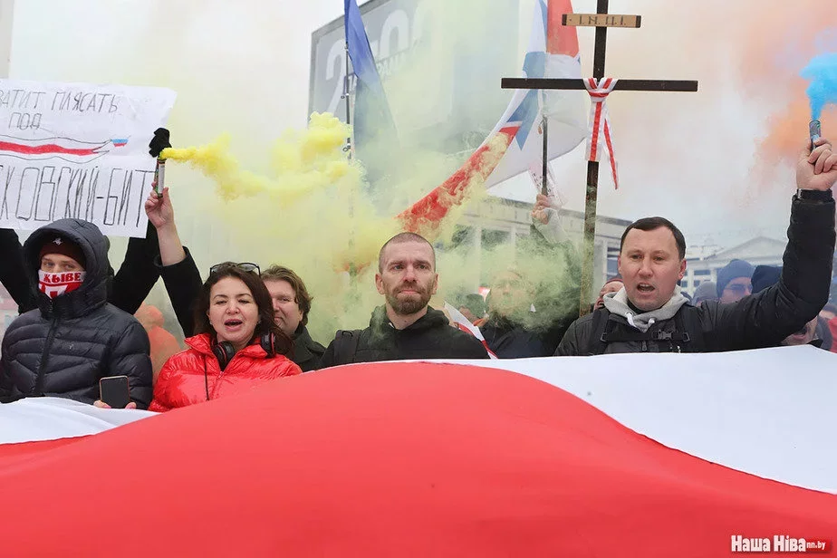 Евгений Афнагель на митинге. Фото Надежды Бужан.