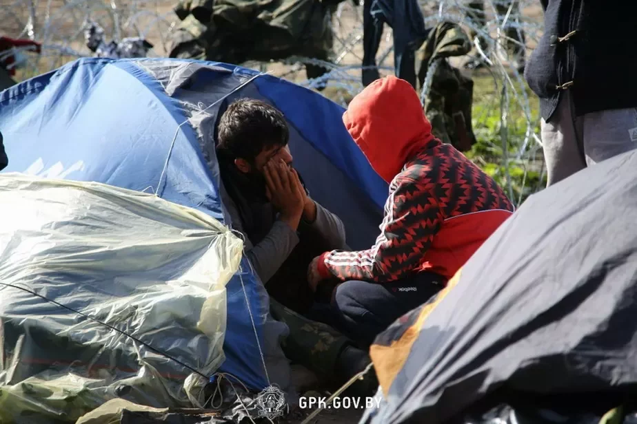 Мигранты на границе Беларуси. Фото: пресс-служба ГПК