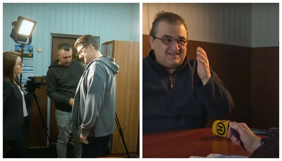 Эти интервью с бизнесменом Дмитрием Богушем (слева) и репетитором Евгением Ливянтом сняты, предположительно, в одном из кабинетов ГУБОПиКа. Скрины видео БТ и ОНТ