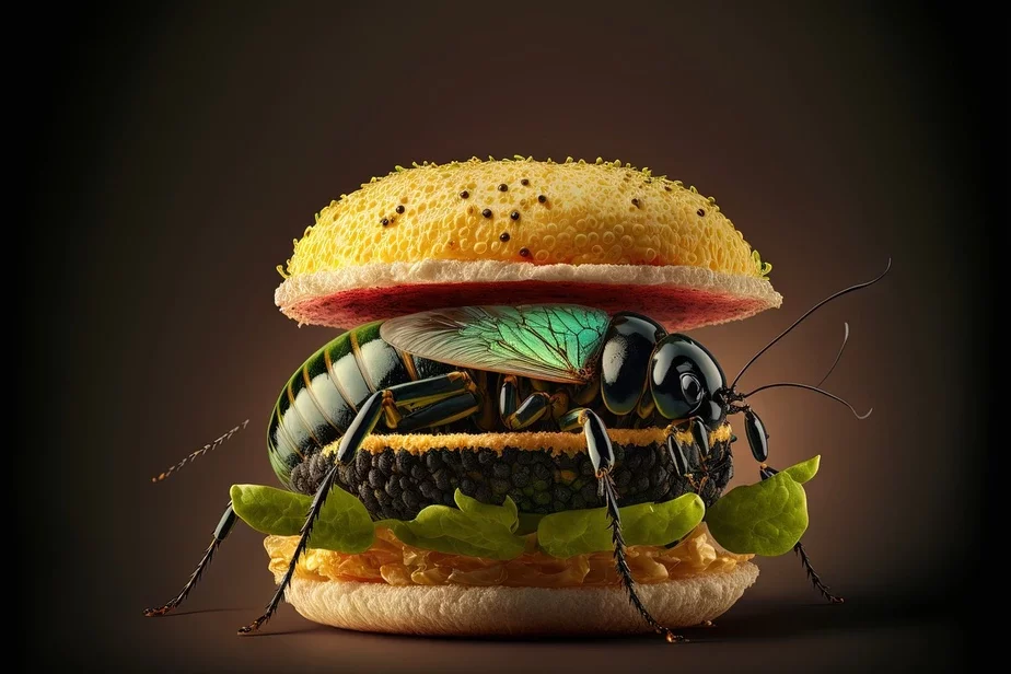 insect burger burhier z kazurkami burhier s nasiekomym