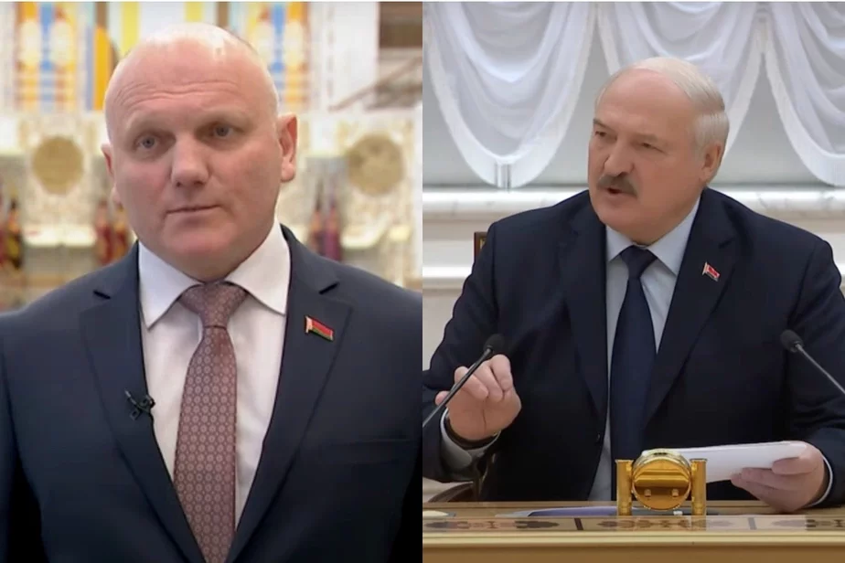 Тертель и Лукашенко. Скриншоты видео БелТА