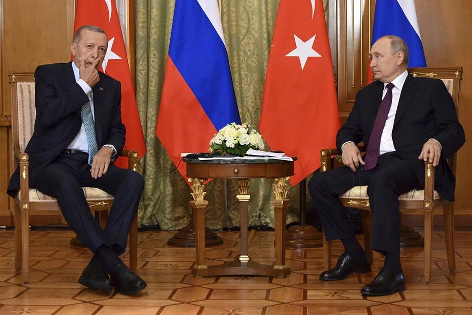 Реджеп Тайип Эрдоган и Владимир Путин. Фото: Sergei Guneyev / Sputnik, Kremlin Pool Photo via AP