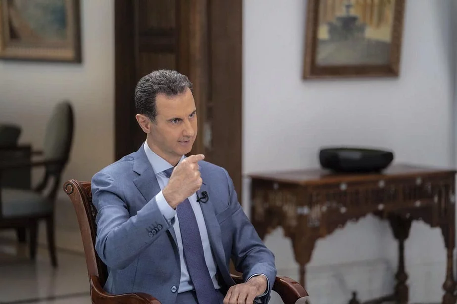 Башар Асад во время интервью в Дамаске 9 августа 2023 года. Фото: Syrian Presidency Telegram page via AP