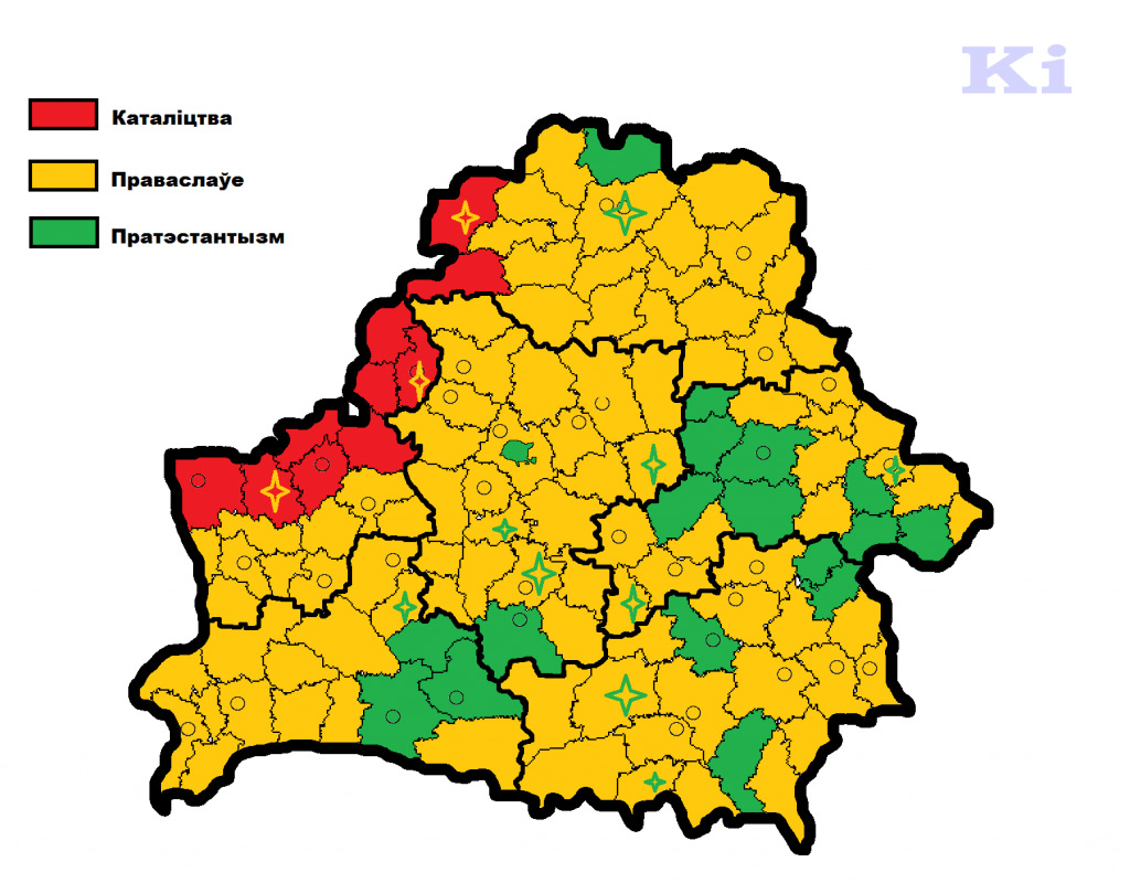 Карта религиозности регионов Беларуси