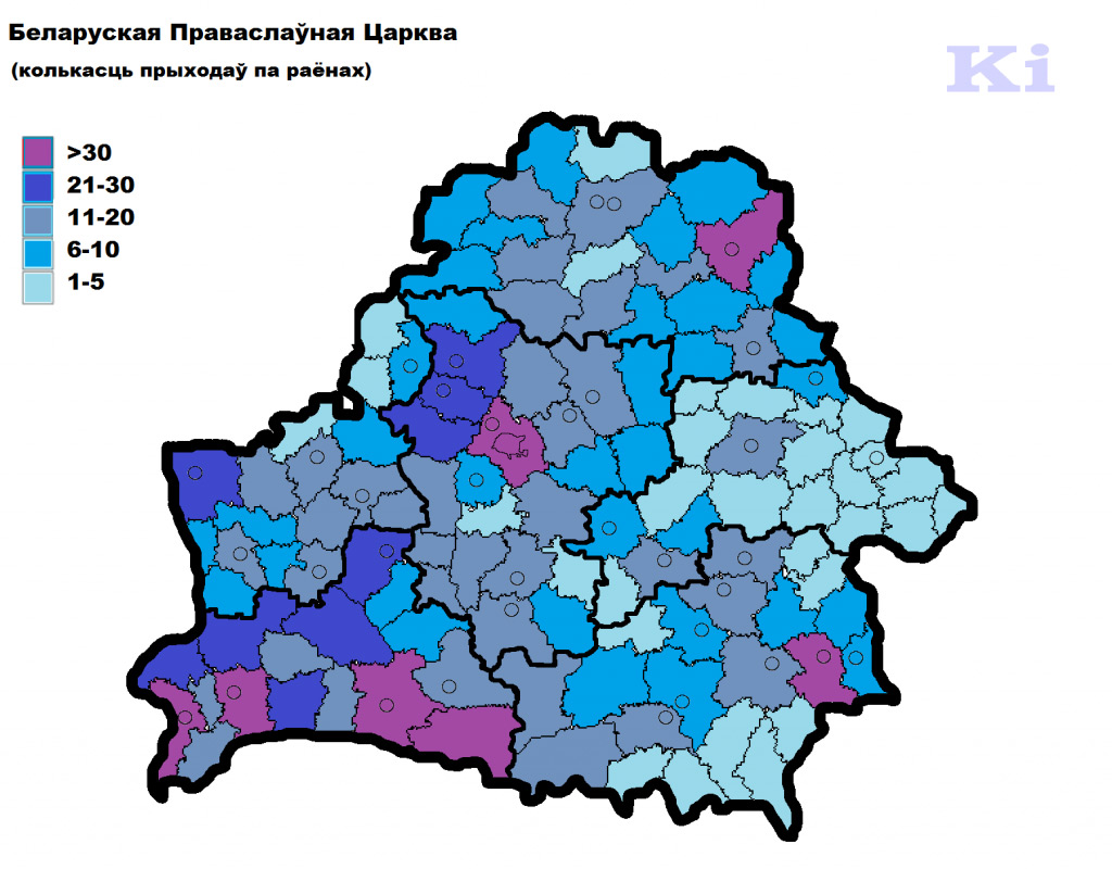 Карта религиозности регионов Беларуси